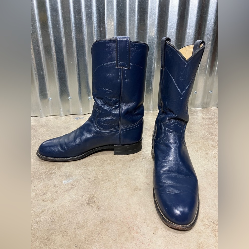 Justin Boots L3744 Women's Blue Leather Cowboy Western Boots Size 6 C USA